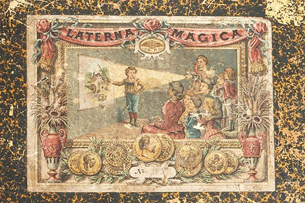 Originalverpackung (Deckel) der Laterna-Magica-Serie der Fa. Ernst Plank, Nürnberg, ca. 1885-1910