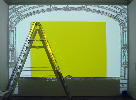 Ausstellungsaufbau: Übertrag der digitalisierten Zeichenvorlage in den Ausstellungsraum des Kunstmuseums Thun, Gesamtansicht. 2010. © Dombois.